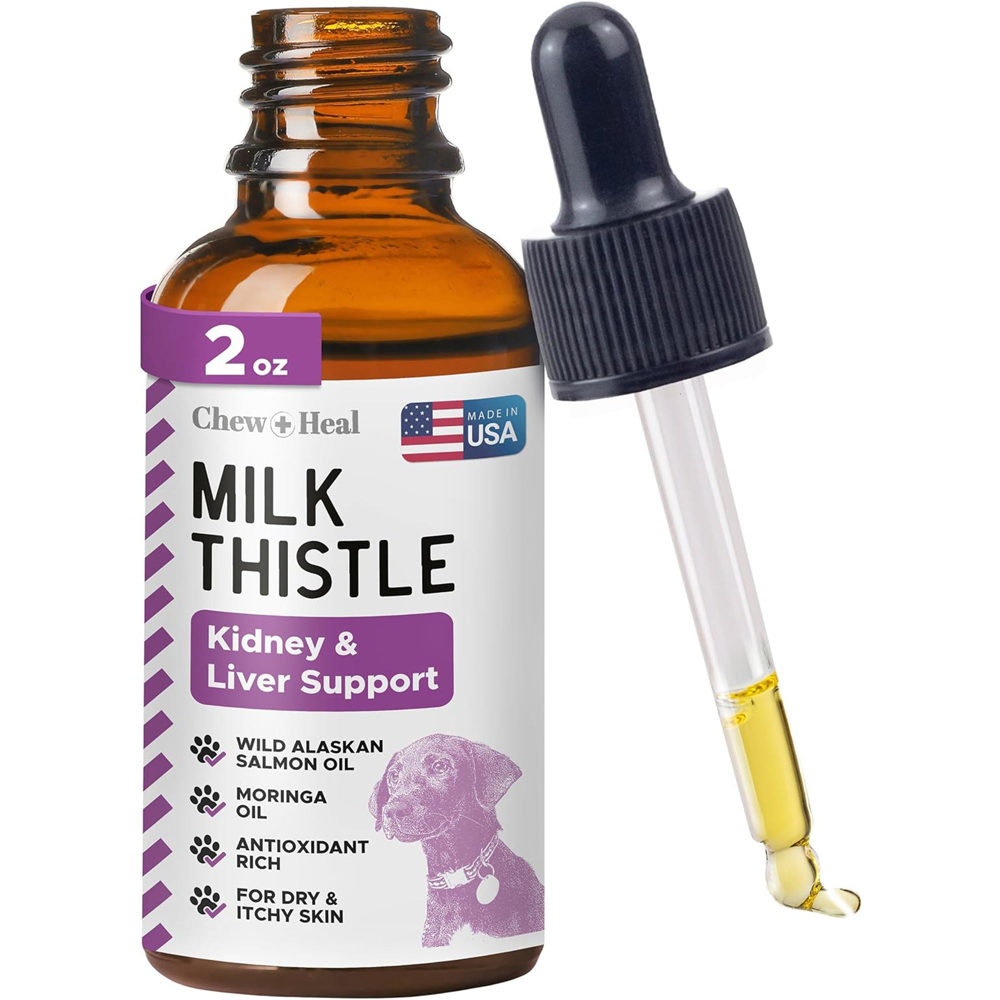 Milk Thistle Tincture with Moringa Oil & Salmon Oil Liquid Kidney & Liver Health Supplement