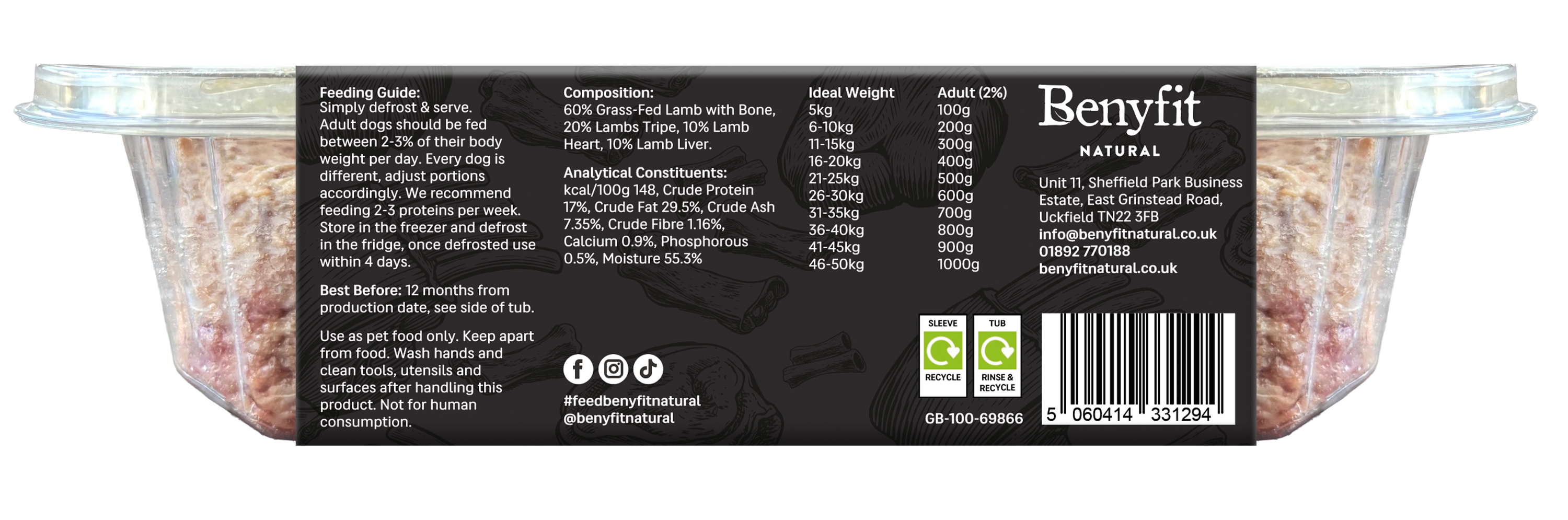 Lamb Meat Feast 80-10-10 Raw Dog Food