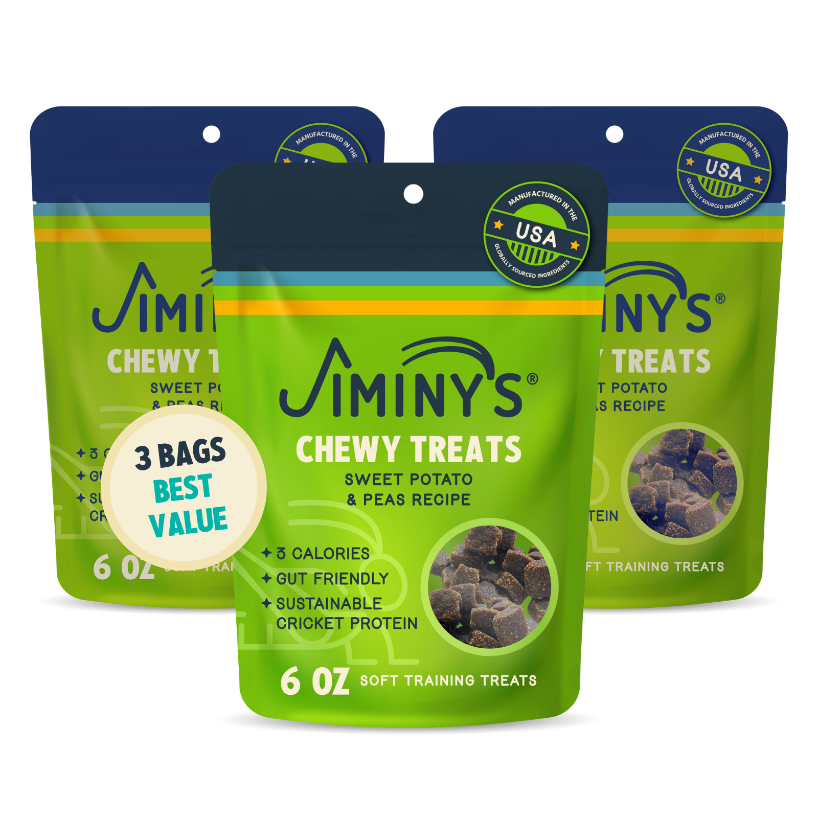Chewy Sweet Potato & Peas Dog Treats for Training