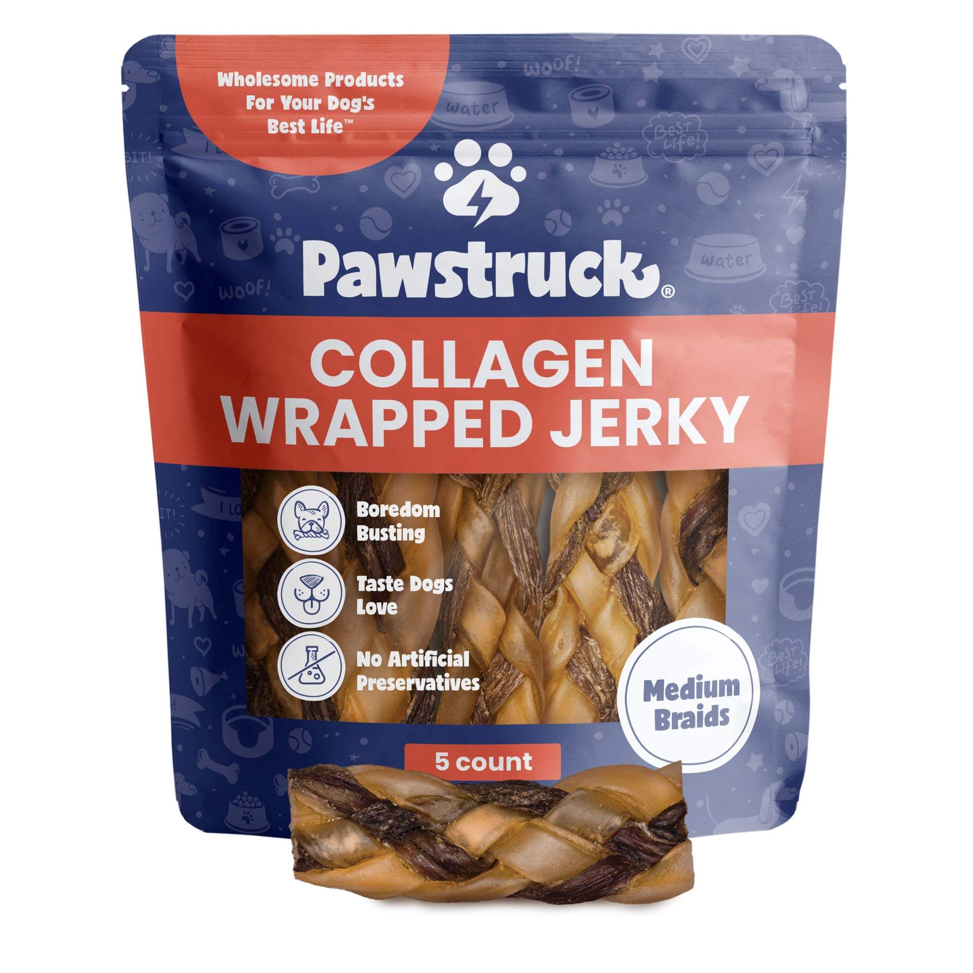 Collagen Wrapped Jerky Braid