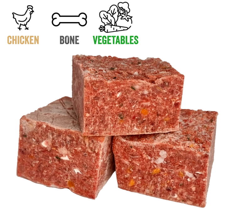 Minced Chicken with bone, Carrot, Sweet Potato & Spinach
