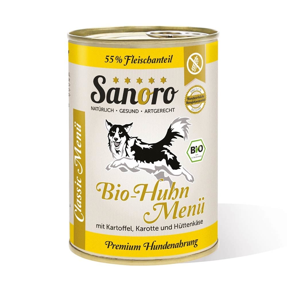 Classic Menü Bio-Huhn mit 55 % Fleischanteil, Bio-Kartoffel und Bio-Karotte