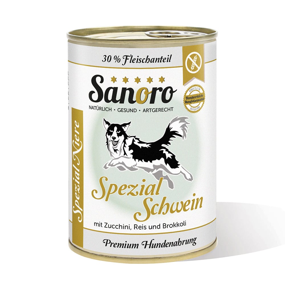 Spezial Menü Schwein mit Zucchini, Naturreis und Brokkoli