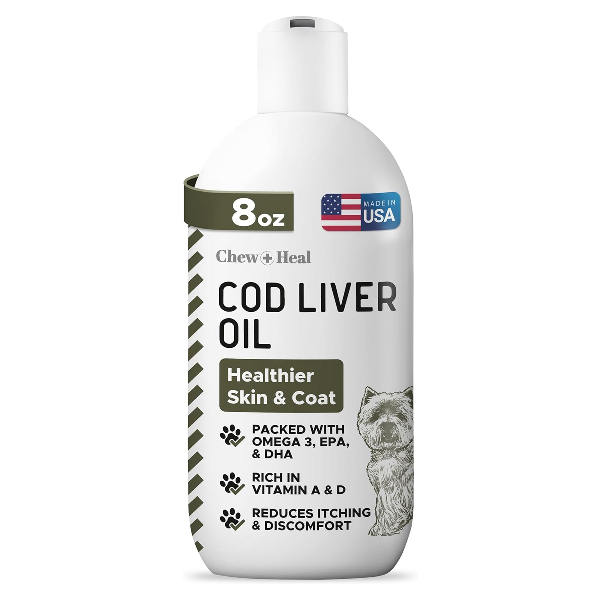Wild-Caught Cod Liver Oil Salmon Oil Alternative Skin & Coat Liquid Supplement