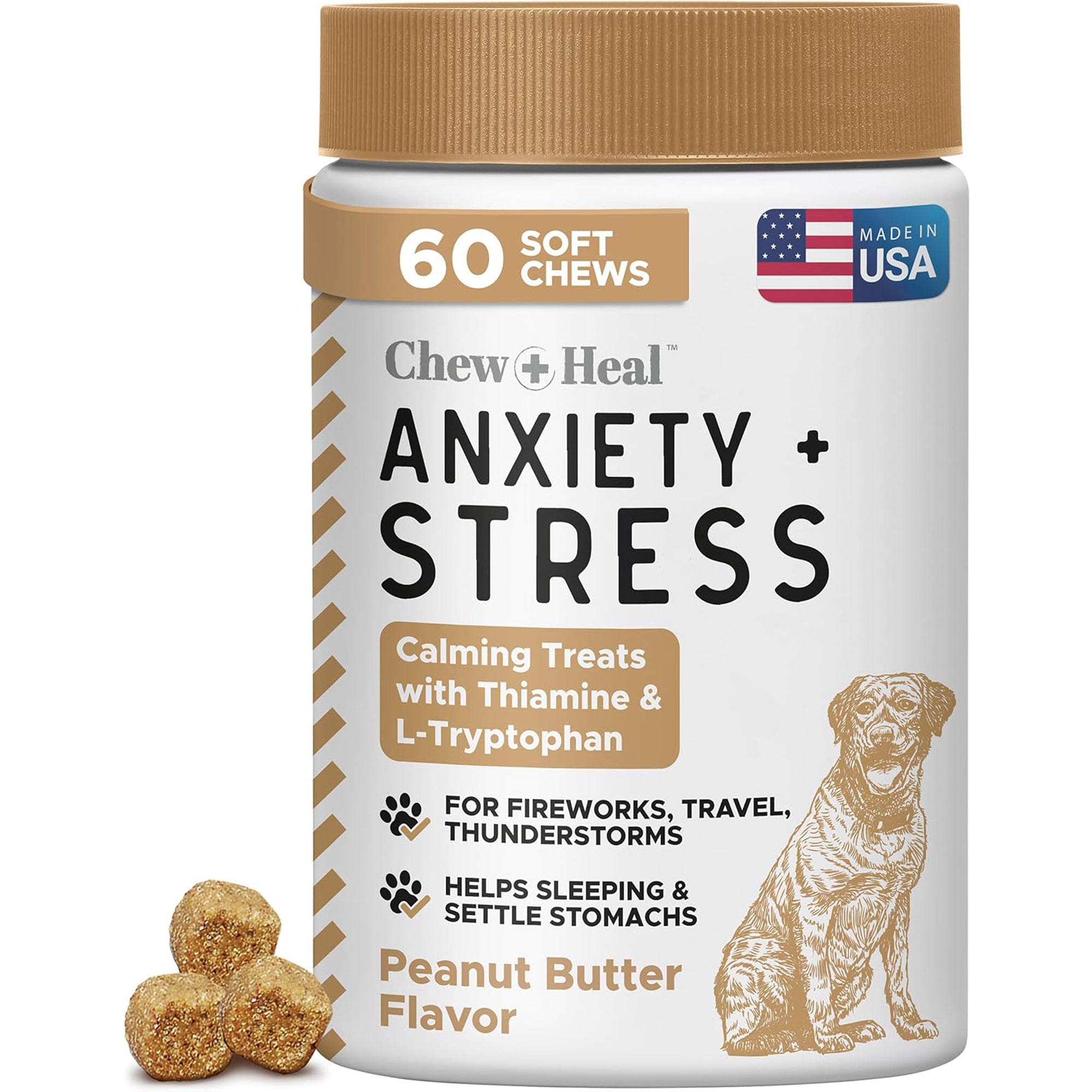 Anxiety + Stress Peanut Butter Flavored Soft Chew Calming Dog Supplement