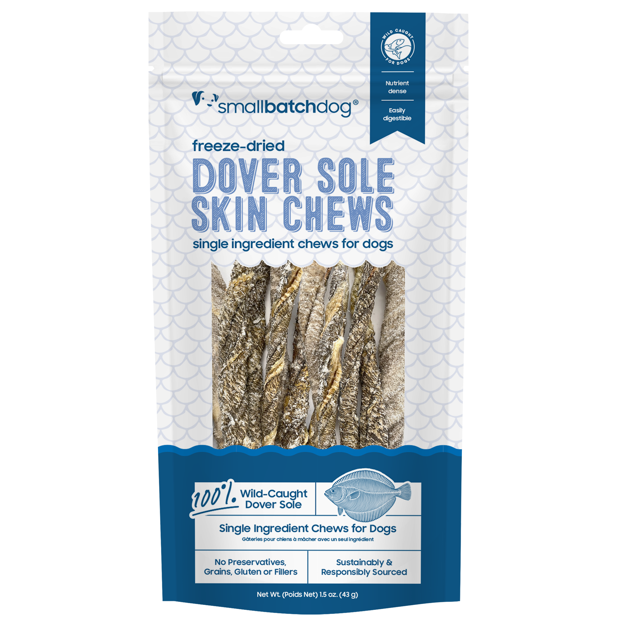 Freeze-Dried Dover Sole Fish Skin Chews